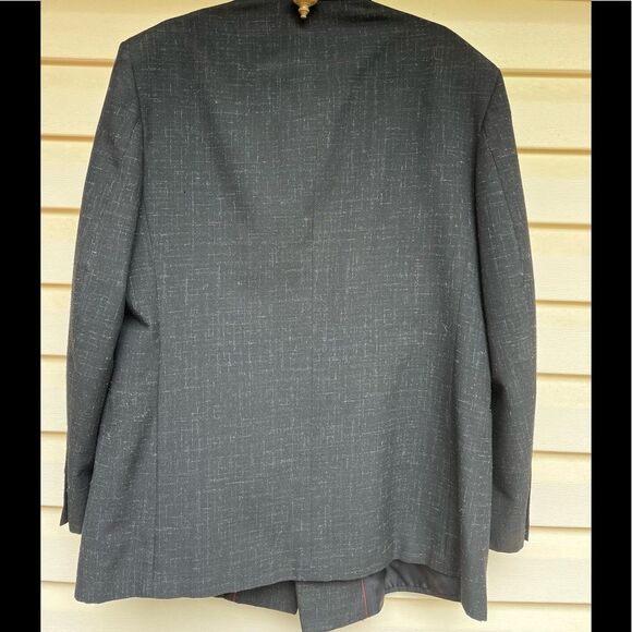 Gino Corelli black/white specs 2 piece pant suit, double breasted jacket, 42L - Picture 10 of 15